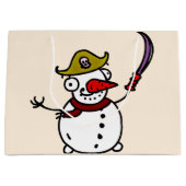 piratensnowman vrolijk kerstfeest groot cadeauzakje (Voorkant)