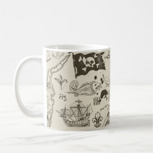 Piratenthema: nautisch patroon. koffiemok