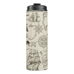 Piratenthema: nautisch patroon. thermosbeker