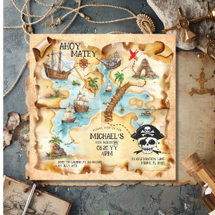 Piratenthema Schatkaart Verjaardagsfeestje Kaart