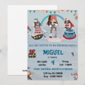 PIRATENTHEMA VERJAARDAG EINVITE KAART (Voorkant / Achterkant)