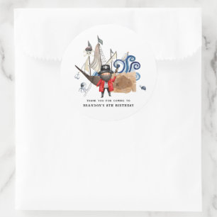 Piratenthema Verjaardagsfeest Dank Je Favor Ronde Sticker