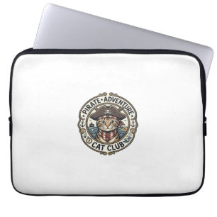 Piratenuitje Kat POD Vector Kunst - Piraten Avont Laptop Sleeve