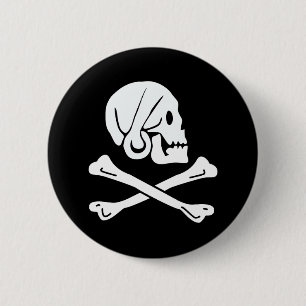 Piratenvlag - Jolly Roger Ronde Button 5,7 Cm