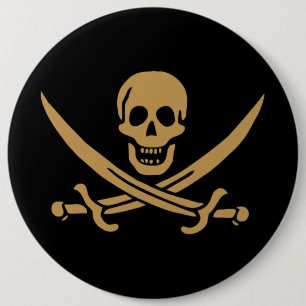 Piratenvlag Skull & Swords van Calico Jack Ronde Button 6,0 Cm