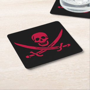 Piratenvlag van Calico Jack Vierkante Kartonnen Onderzetter
