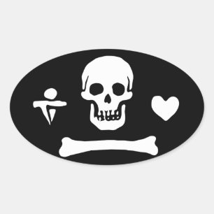 Piratenvlag van Stede Bonnet Ovale Sticker