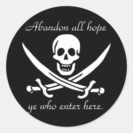 Piratenwaarschuwing Ronde Sticker (Voorkant)