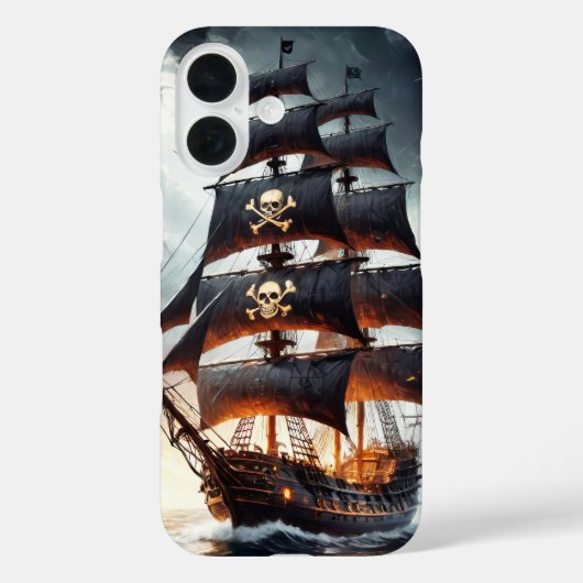 Piratenzeilschip met schedel en botten Case-Mate iPhone case (Achterkant)