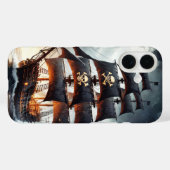 Piratenzeilschip met schedel en botten Case-Mate iPhone case (Achterkant (horizontaal))