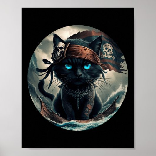 piratenzwarte kat poster (Voorkant)