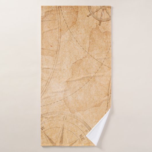 pirates âgés carte au trésor arrière-plan, trésor, (Serviette de bain)