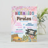 Pirates and Mermaids Joint Birthday invitation (Debout devant)