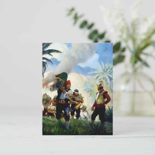 "Pirates and Plunder" van NC Wyeth Briefkaart (Staand voorkant)