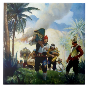 "Pirates and Plunder" van NC Wyeth Tegeltje