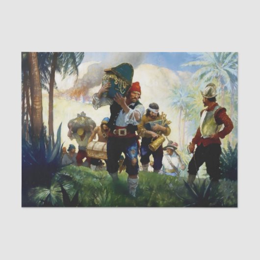 "Pirates and Plunder" van NC Wyeth Tissuepapier (Voorkant)