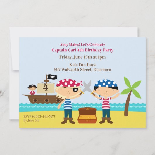 Pirates Anniversaire Fête Mates Invitation (Devant)