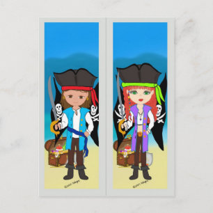 Pirates Bookmark on Postcard Briefkaart