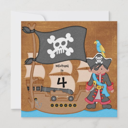 Pirates Boy Pirate Ship Invitations Anniversaires (Devant)