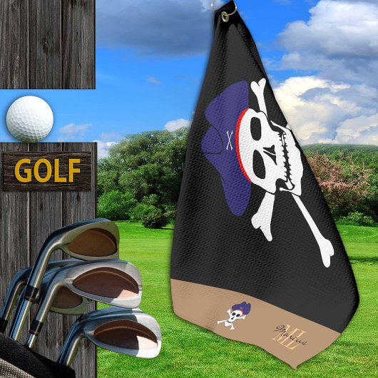 Pirates flag & Captain Jack monogrammed Golf towel Golfhanddoek