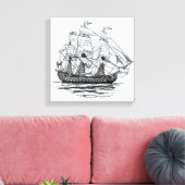  Pirates Galleon, Schets van een schip van 74 Pist Canvas Afdruk (Insitu (Woonkamer))