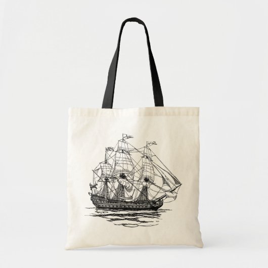 Pirates Galleon, Schets van een schip van 74 Pist Tote Bag (Voorkant)