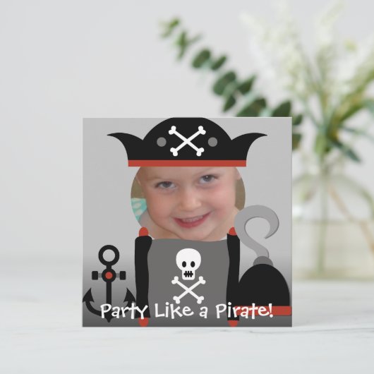 Pirates Girl Party Like a Pirate Verjaardag nodigt Kaart (Staand voorkant)