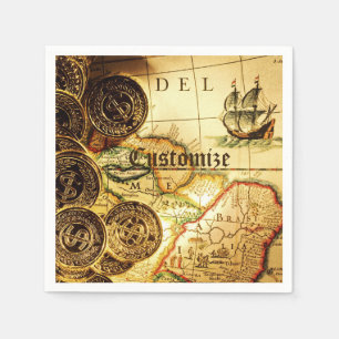 Pirates Gold Treasure Map Napkins Servet