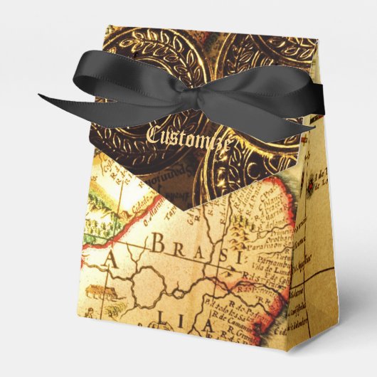 Pirates Gold Treasure Map Tent Favor Box Bedankdoosjes (Voorkant Zijde)