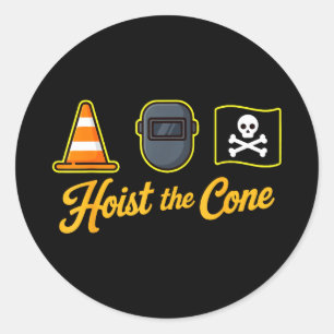 Pirates hijsen de kegel grappig zeggend honkbal vo ronde sticker