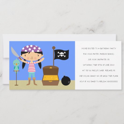 Pirates Invitations de fête d'anniversaire (pour l (Devant)