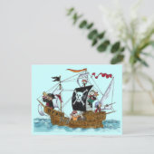 PIRATES PARTIJ THEME SHIP SAILS JR FLAG INVITATION KAART (Staand voorkant)