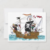 PIRATES PARTIJ THEME SHIP SAILS JR FLAG INVITATION KAART (Voorkant)