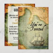 Pirates Party Invitation sur la carte antique (Devant / Derrière)