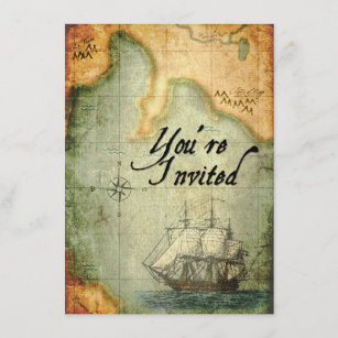 Pirates Party Invitation sur la carte antique