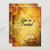 Pirates Party Invite op Antiek kaart (Voorkant / Achterkant)