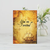 Pirates Party Invite op Antiek kaart (Staand voorkant)