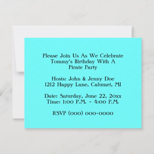 PIRATES PARTY THEME SHIP SAILS JR FLAG INVITATION (Dos)