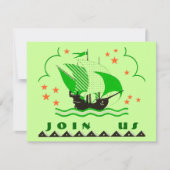 PIRATES PARTY THEME SHIP SET SAILS FLAG INVITATION (Devant)