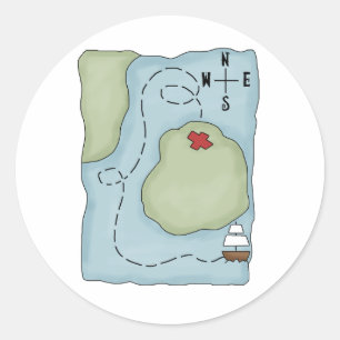 Pirates Pirate Map Ronde Sticker