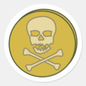 Pirates Schedel en gekruiste botten gouden munt Kl Ronde Sticker (Voorkant)