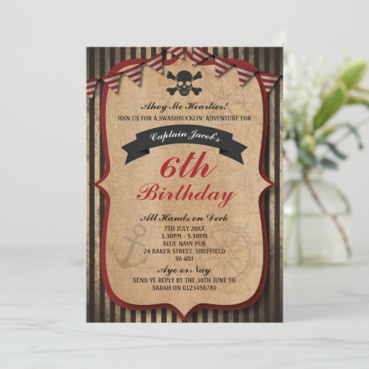 Pirates thème anniversaire invitation (Debout devant)