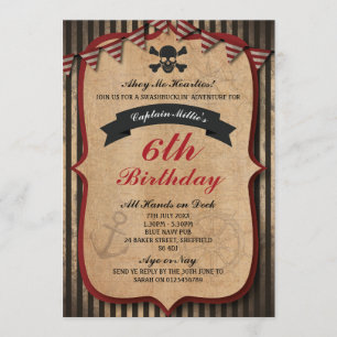 Pirates thème anniversaire invitation