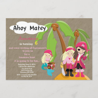 Pirates Treasure Hunt Birthday Invitation Kaart