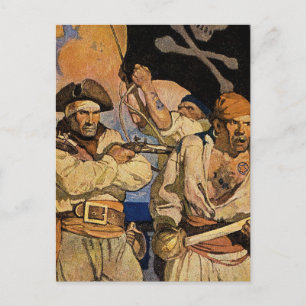 "Pirates" Treasure Island Hoesje van NC Wyeth Briefkaart