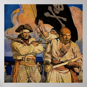 “Pirates” Treasure Island-omslag door NC Wyeth Poster