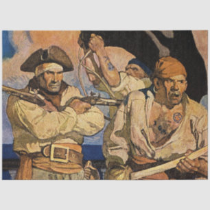 “Pirates” Treasure Island-omslag door NC Wyeth Tissuepapier