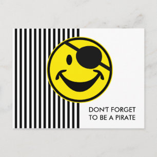 Piratgeel en strepen + uw rug. en idee briefkaart