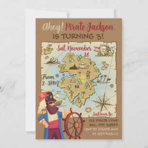 Piratkaart Thema Uitnodiging