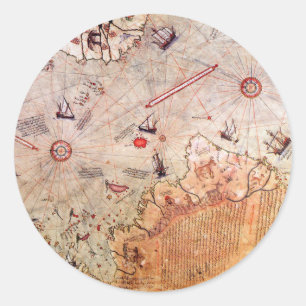 piri reis antieke kaart geschiedenis mysterie  Ant Ronde Sticker